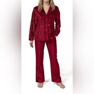 Lord & Taylor 2-Piece Velour Pajama Set Cranberry Red Size XL